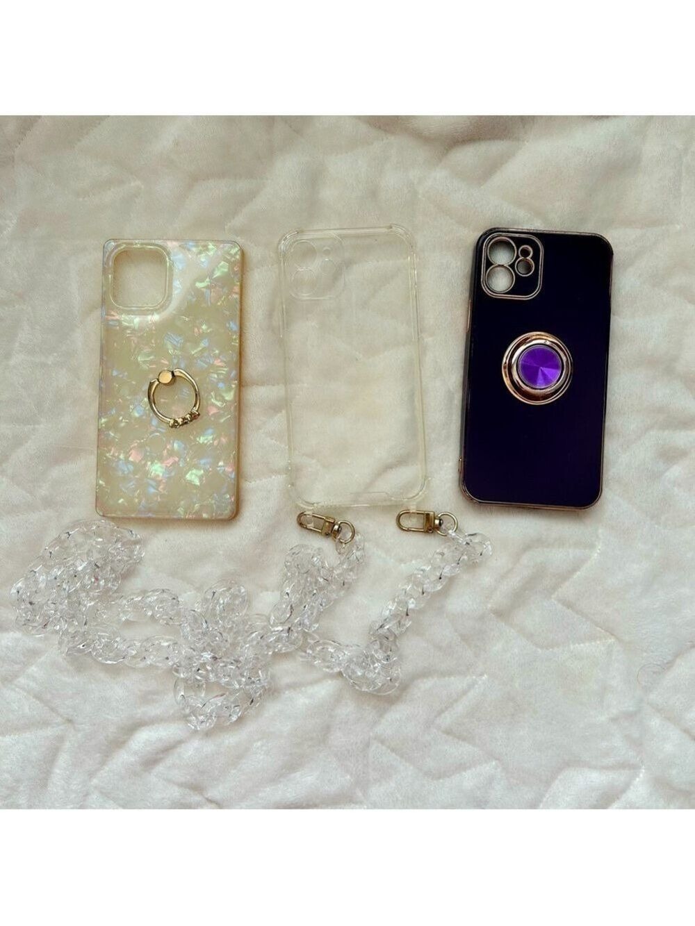 iPhone 12 case bundle - two w ring stand and one has lucite chain